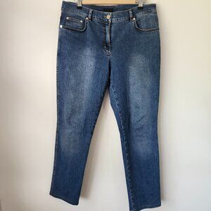 Escada Designer Straight Leg Jeans Medium Wash EU Size 42 (Fits 12-14)